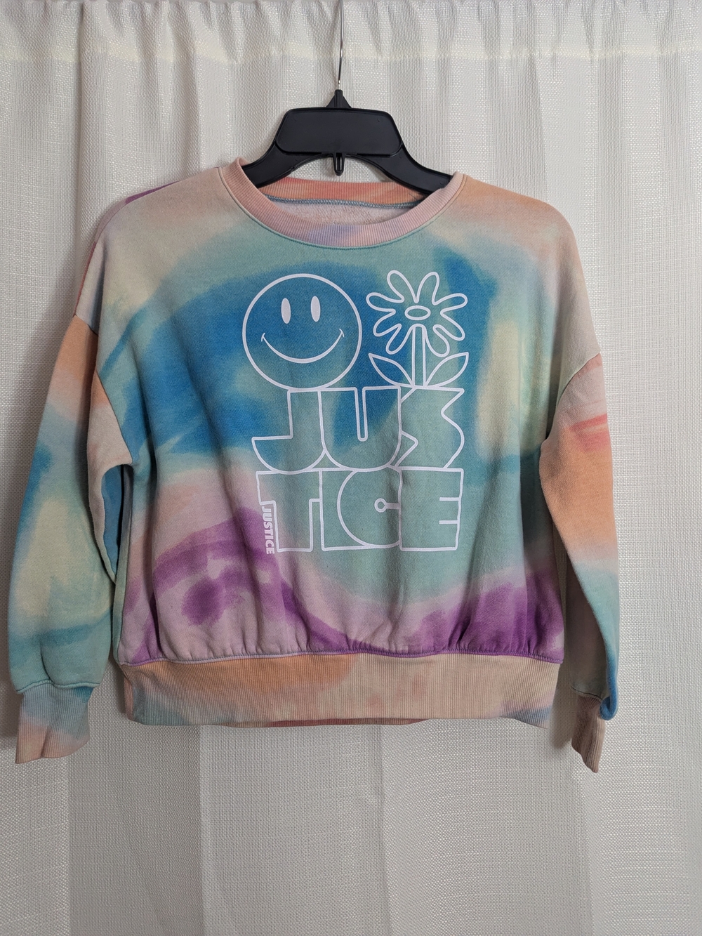 Justice Pastel Tie-Dye Crewneck Sweatshirt - Blue, Purple, Peach, Mint